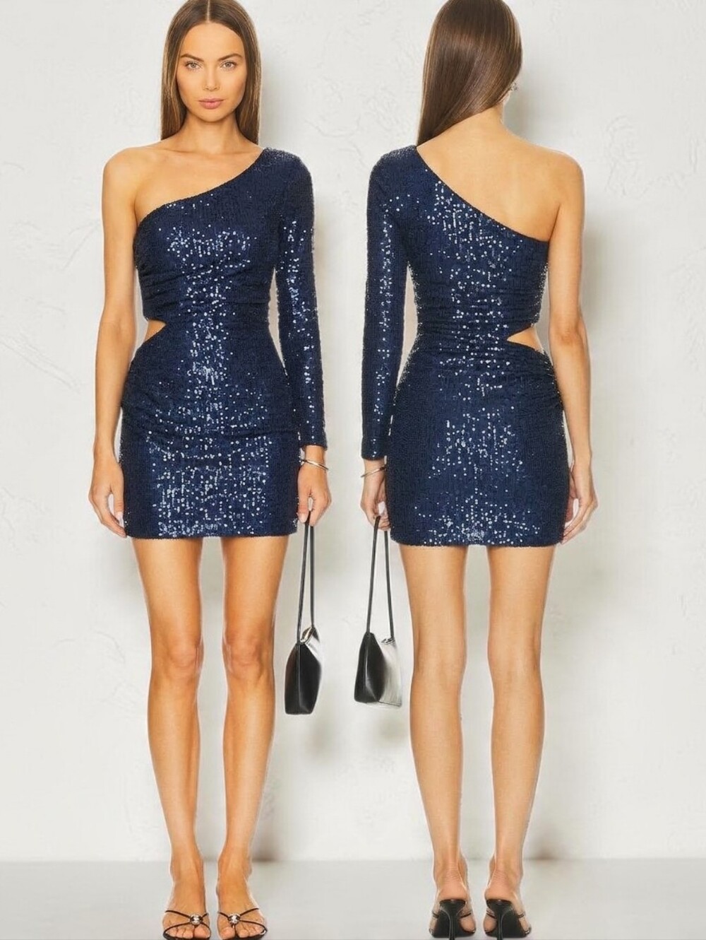 BEC & BRIDGE Midnight Rambler Sequined One Shoulder Mini Cocktail Dress - Size 4
